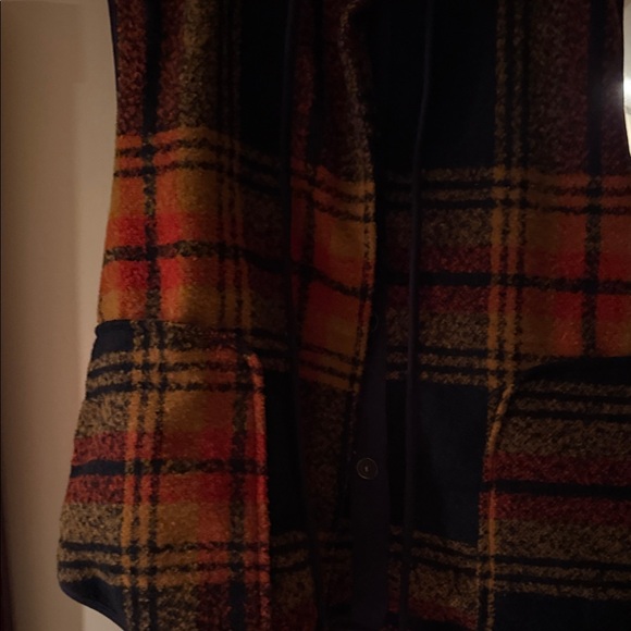 Free People Orange & Navy Plaid Button Vest - Picture 5 of 5